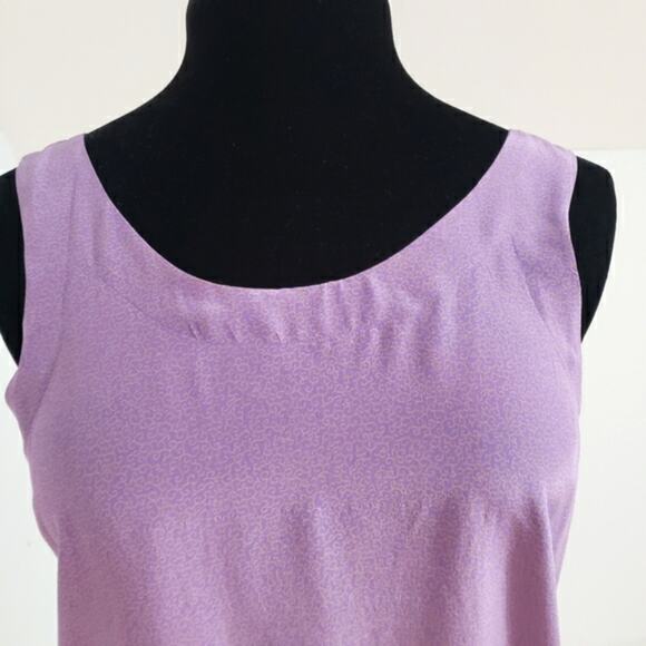 Linda Allard for Ellen Tracy Silk Purple and Micro Gold Print Tank Top Blouse 6 - Picture 5 of 8